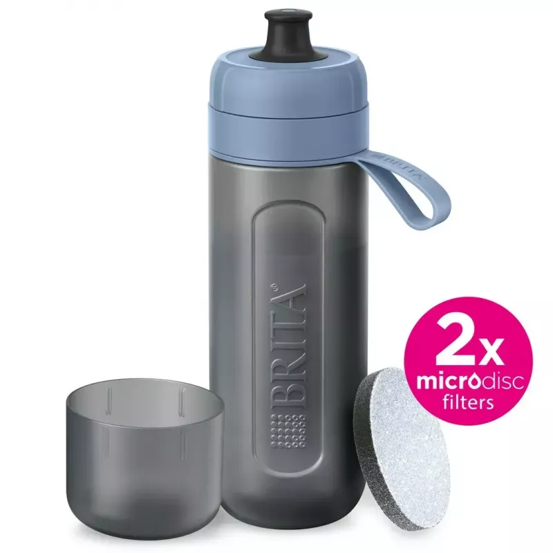 Filterflasche BRITA Active 600 ml Pastellblau mit 2 MicroDisc-Filtern, Kunststoff, BPA-frei, 233 mm