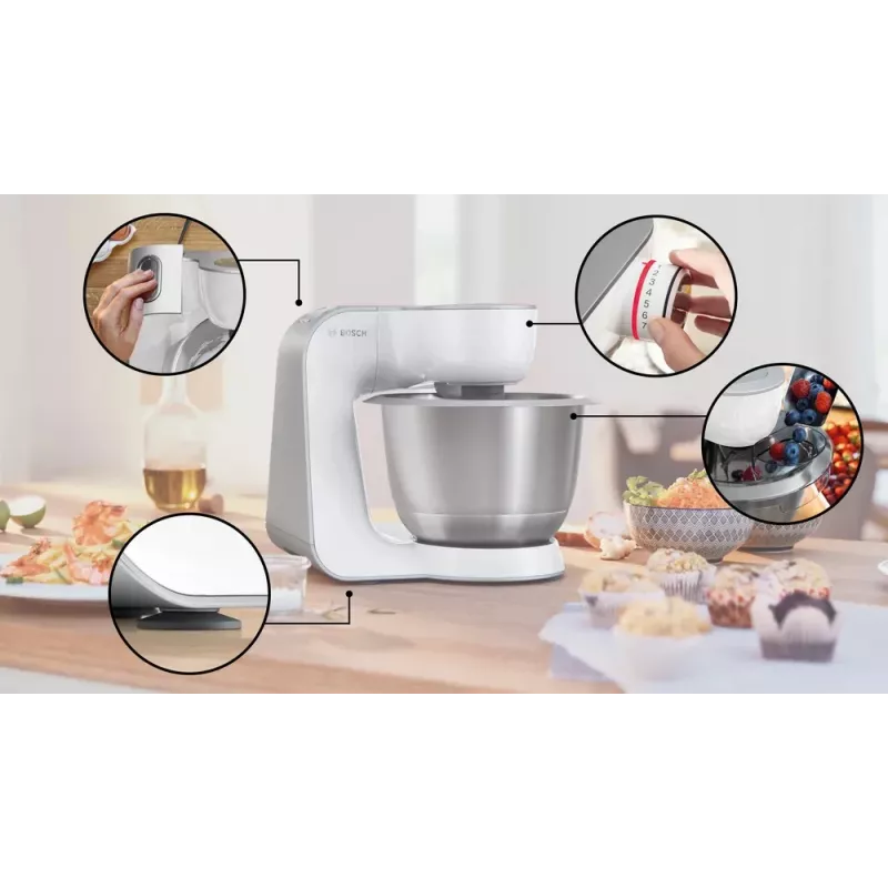 Küchenmaschine Bosch Serie 4 MUM58200 — 1000 W, 3,9 L Edelstahlschüssel, weiß
