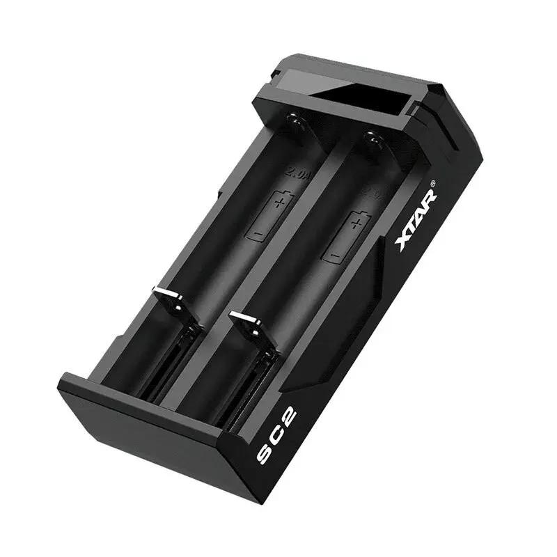Ladegerät XTAR SC2 Li-Ion 18650 USB-C 2 Schlitze, USB-C-Stromversorgung, LED-Anzeigen, schwarz