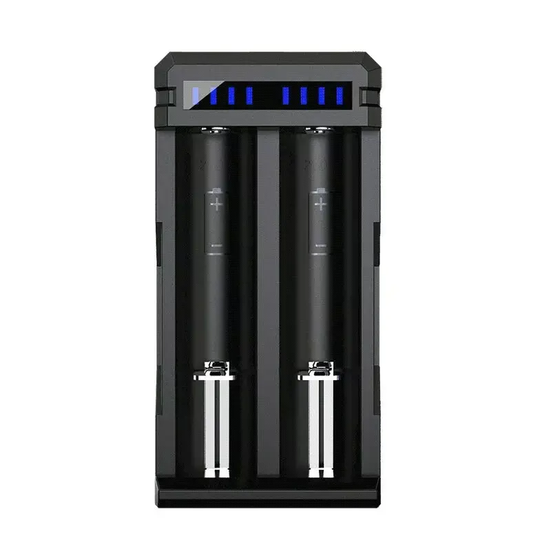 Ladegerät XTAR SC2 Li-Ion 18650 USB-C 2 Schlitze, USB-C-Stromversorgung, LED-Anzeigen, schwarz