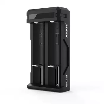 Ladegerät XTAR SC2 Li-Ion 18650 USB-C 2 Schlitze, USB-C-Stromversorgung, LED-Anzeigen, schwarz