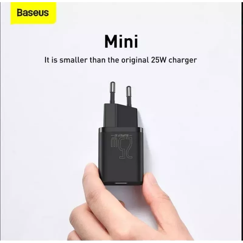 Indoor-Ladegerät Baseus TZCCSUP-L01, USB-C 1 Anschluss, 18W, 100–240V AC, 1 m Kabel, Schwarz