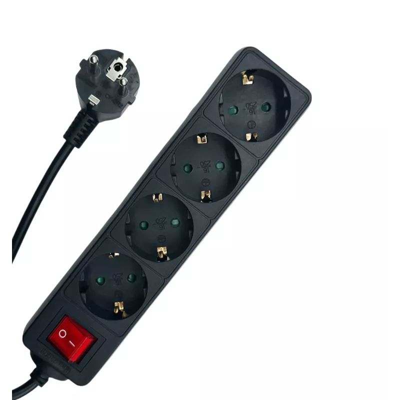 Microconnect MC-GRU0045BS Stromverlängerung 5 m 4 AC-Ausgang/-Ausgänge Innenbereich Schwarz