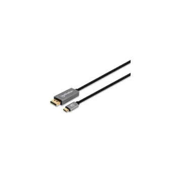 Manhattan USB-C zu DisplayPort 1.4 Kabel, 8K@60Hz, 3m, Stecker auf Stecker, nicht bidirektional, Schwarz, drei Jahre Garantie
