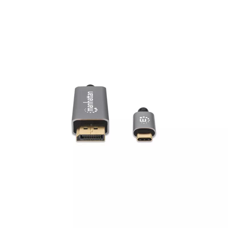 Manhattan USB-C zu DisplayPort 1.4 Kabel, 8K@60Hz, 3m, Stecker auf Stecker, nicht bidirektional, Schwarz, drei Jahre Garantie