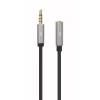 3,5-mm-Verlängerungskabel Manhattan 1m Stecker/Buchse schlank Design Schwarz/Silber