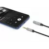 3,5-mm-Verlängerungskabel Manhattan 1m Stecker/Buchse schlank Design Schwarz/Silber