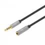 3,5-mm-Verlängerungskabel Manhattan 1m Stecker/Buchse schlank Design Schwarz/Silber
