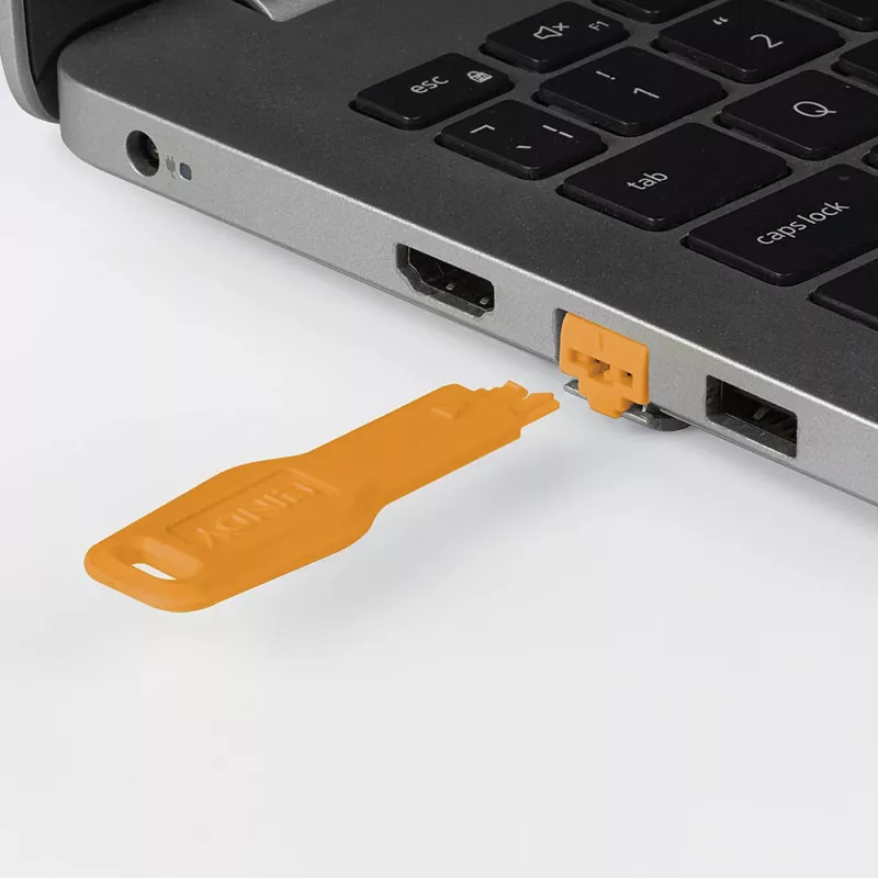 Port-Blocker Lindy RJ45 Port Locks Orange 10x + 1 Schlüssel