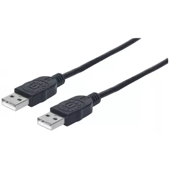 Manhattan USB-A-auf-USB-A-Kabel, 1 m, Stecker auf Stecker, 480 Mbit/s (USB 2.0), Hi-Speed USB, Schwarz, lebenslange Garantie, entspricht USB2AA1M.