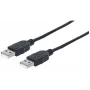 Manhattan USB-A-auf-USB-A-Kabel, 1 m, Stecker auf Stecker, 480 Mbit/s (USB 2.0), Hi-Speed USB, Schwarz, lebenslange Garantie, entspricht USB2AA1M.