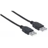Manhattan USB-A-auf-USB-A-Kabel, 1 m, Stecker auf Stecker, 480 Mbit/s (USB 2.0), Hi-Speed USB, Schwarz, lebenslange Garantie, entspricht USB2AA1M.