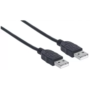 Manhattan USB-A-auf-USB-A-Kabel, 1 m, Stecker auf Stecker, 480 Mbit/s (USB 2.0), Hi-Speed USB, Schwarz, lebenslange Garantie, entspricht USB2AA1M.