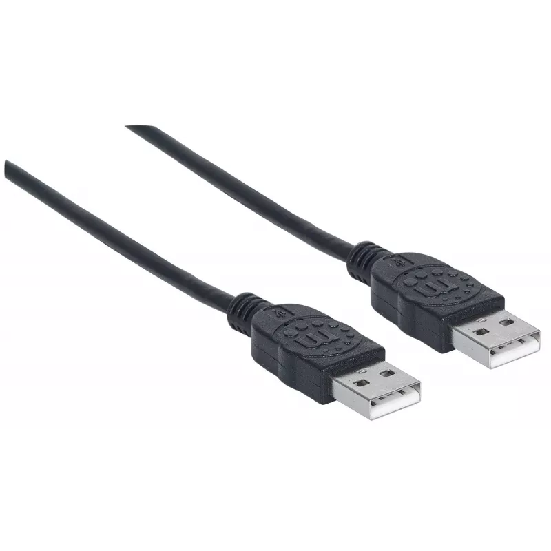 Manhattan USB-A-auf-USB-A-Kabel, 1 m, Stecker auf Stecker, 480 Mbit/s (USB 2.0), Hi-Speed USB, Schwarz, lebenslange Garantie, entspricht USB2AA1M.