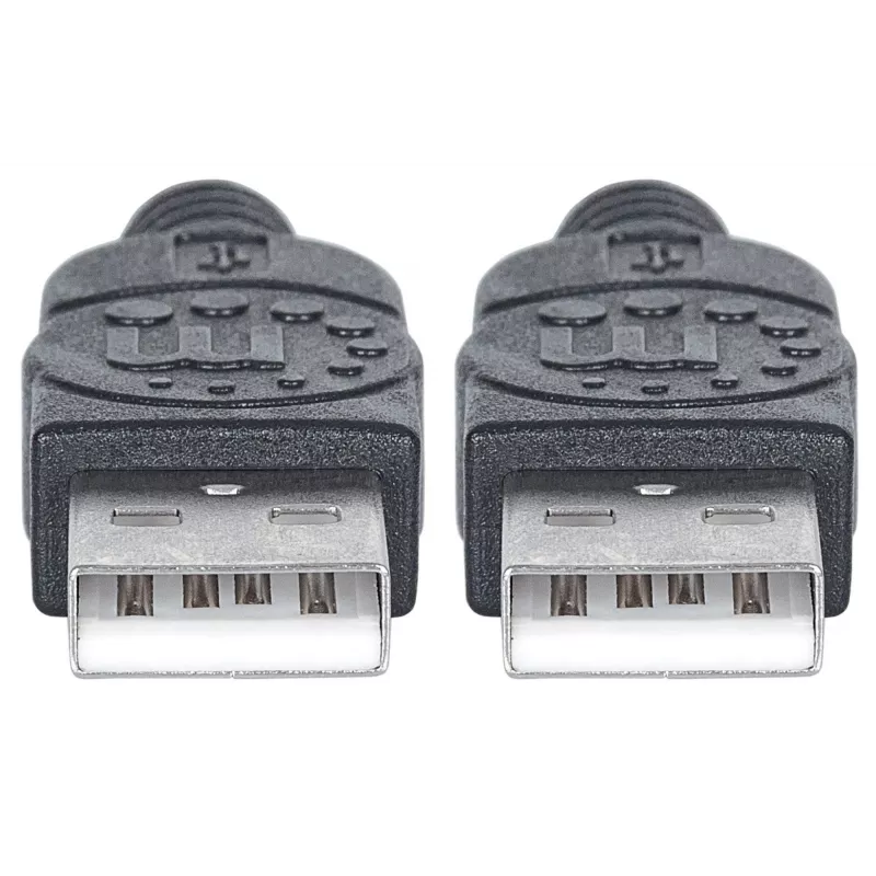 Manhattan USB-A-auf-USB-A-Kabel, 1 m, Stecker auf Stecker, 480 Mbit/s (USB 2.0), Hi-Speed USB, Schwarz, lebenslange Garantie, entspricht USB2AA1M.