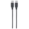 Manhattan USB-A-auf-USB-A-Kabel, 1 m, Stecker auf Stecker, 480 Mbit/s (USB 2.0), Hi-Speed USB, Schwarz, lebenslange Garantie, entspricht USB2AA1M.
