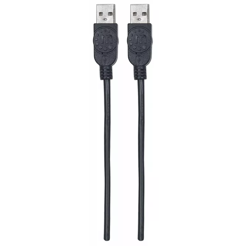 Manhattan USB-A-auf-USB-A-Kabel, 1 m, Stecker auf Stecker, 480 Mbit/s (USB 2.0), Hi-Speed USB, Schwarz, lebenslange Garantie, entspricht USB2AA1M.