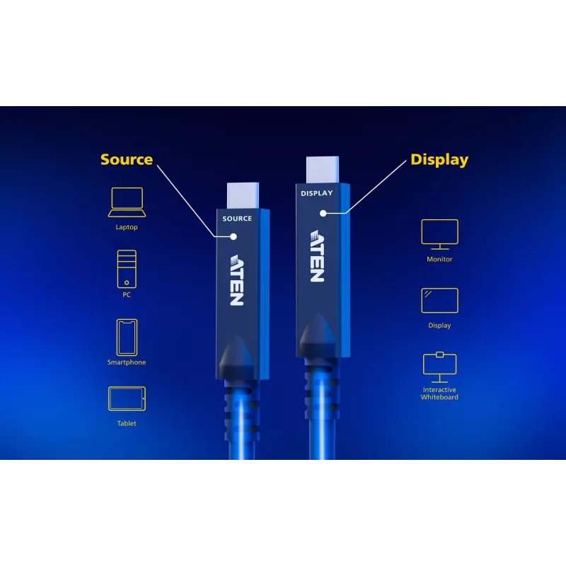 USB-C-AOC-Kabel ATEN UE3410F-AT, 10 m, USB-C auf USB-C, 10 Gbit/s, Schwarz