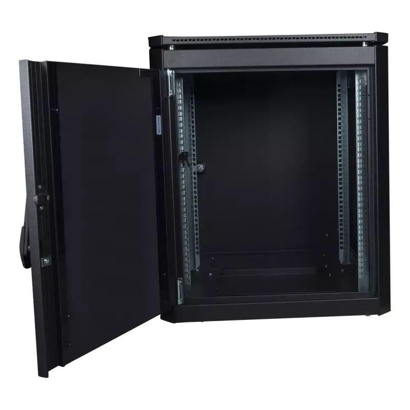 Freistehendes Rack Lanview RDL12U66BL — 12U, 600 kg, Schlüsselschloss, verstellbare Füße, Kabelmanagement, IP40, schwarz