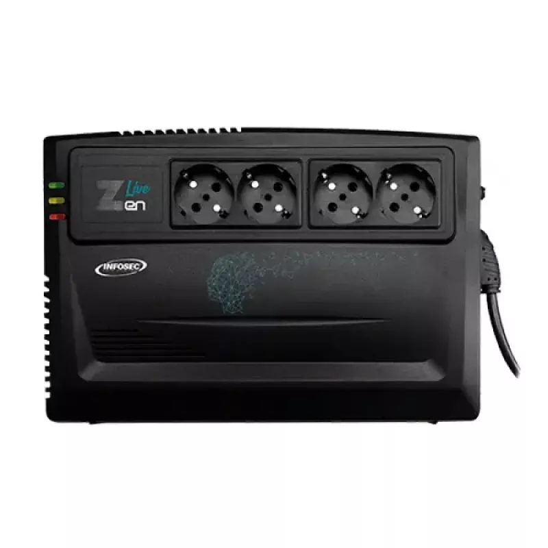 Unterbrechungsfreie Stromversorgung Infosec Zen Live 800 Line-Interactive 0,8 kVA (480 W) 4 AC-Ausgänge, 12 V 7 Ah Batterie