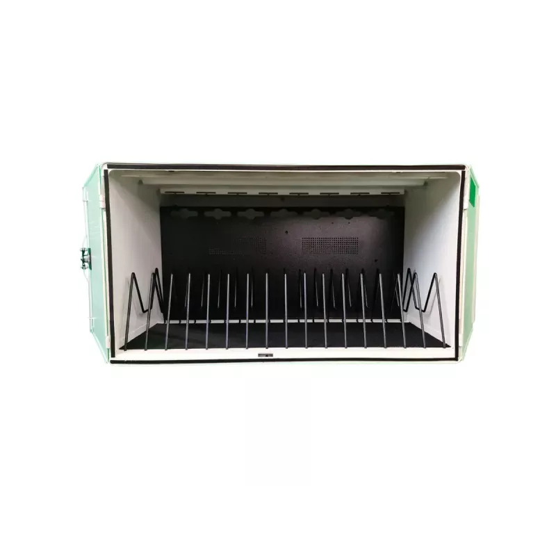 Tragbarer Geräte-Management-Schrank LEBA NoteBox 16 mit Schlüsselschloss, USB-C-Anschlüssen, 12 W pro Gerät, USB 2.0, Wand- oder Tischmontage, weiß