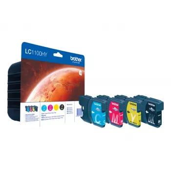 Brother LC1100HYVALBP Tintenpatrone 4 Stück Original High (XL) Yield Schwarz, Cyan, Magenta, Gelb