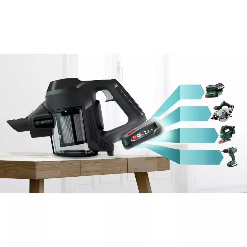 Bosch Serie 6 BBS611BSC Stabstaubsauger/elektrischer Besen 2-in-1-Stabstaubsauger Batterie Trocken Beutellos Schwarz 2,5 Ah