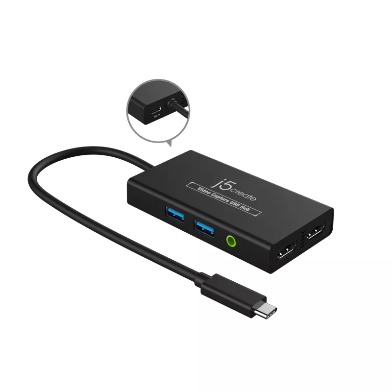Video Capture USB Hub j5create JVA01-N 1920x1080 30Hz Schwarz