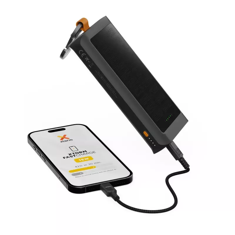 Powerbank Xtorm XG2S101 — 10000 mAh LiPo, 30 W, USB‑C + USB‑A, Grau/Schwarz/Orange