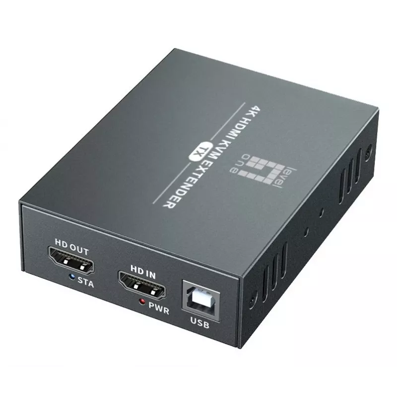 AV-Verlängerungsset (Sender & Empfänger) LEVELONE HVE-8111, 3840x2160, Cat6, USB-A/USB-B, DC 12V (2 Stück)