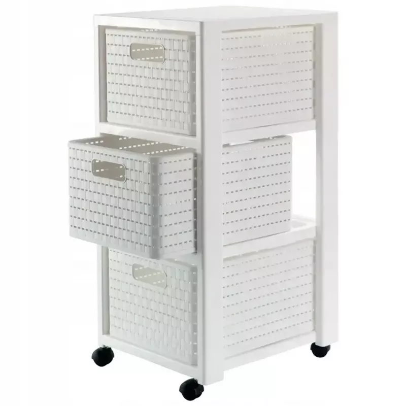 Shelf rotho Country Kunststoff-Regalschrank 3-Schubladen, weiß, 71,2×32,5×37,5 cm, technopolymer, Rollen