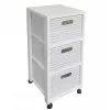Shelf rotho Country Kunststoff-Regalschrank 3-Schubladen, weiß, 71,2×32,5×37,5 cm, technopolymer, Rollen