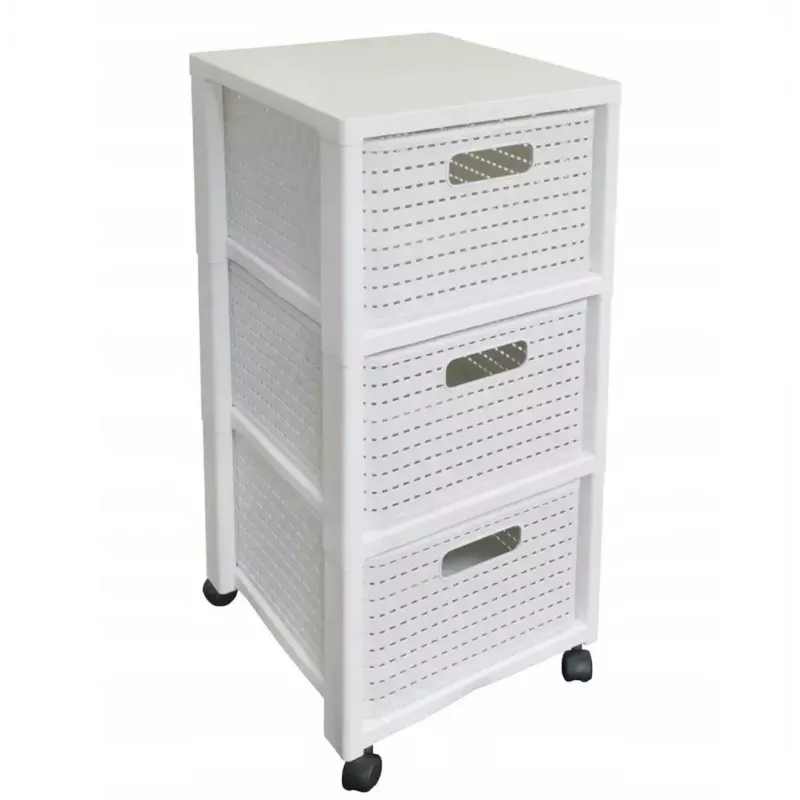 Shelf rotho Country Kunststoff-Regalschrank 3-Schubladen, weiß, 71,2×32,5×37,5 cm, technopolymer, Rollen