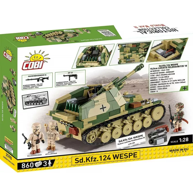 Cobi Blocks SD.KFZ.124 Wespe Modellbausatz, 860 Blöcke