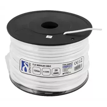 Telefonkabel Deltaco MD-14 RJ11 100m Weiß