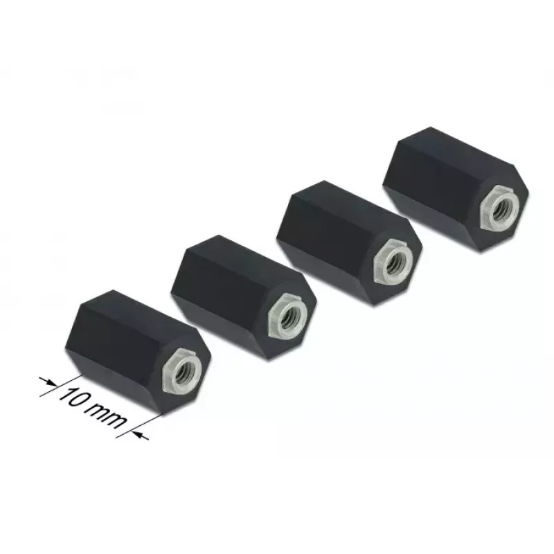 Distanzhülse M2,5 Sechskant innen 10 mm schwarz 4 Stück DeLOCK 60243