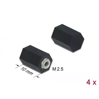 Distanzhülse M2,5 Sechskant innen 10 mm schwarz 4 Stück DeLOCK 60243