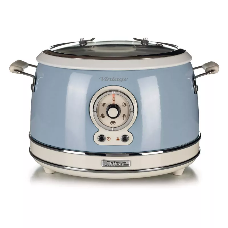 Ariete 2904 Reiskocher - Elektrischer Reiskocher mit Keramiktopf - Selbstgemachtes Sushi - Multikocher - Vintage Line - 3,5 L - 650 W - Blau