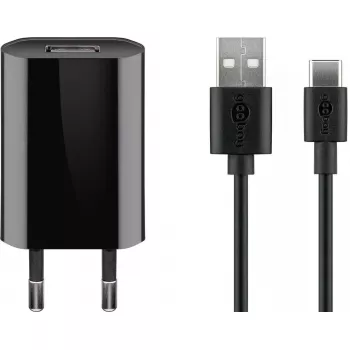 Ladegeräteset Goobay USB-C 5W mit Kabel 1m Schwarz