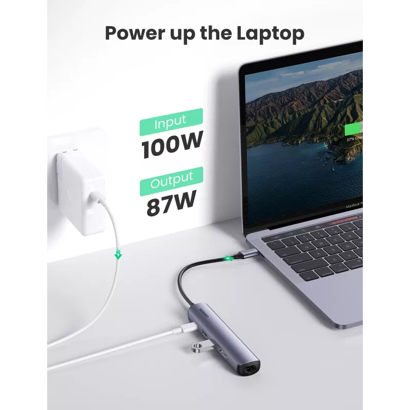 Ugreen 10919 Laptop-Dock/Port-Replikator Kabelgebunden USB 3.2 Gen 1 (3.1 Gen 1) Typ-C Grau