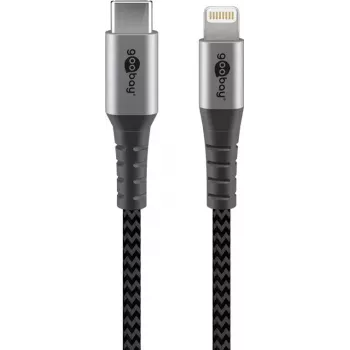 Goobay Lightning-Kabel 0,5 m USB-C auf Lightning 3 A 20 V Schwarz Grau