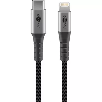 Goobay Lightning-Kabel 2m Schwarz Grau 60W 3A USB C