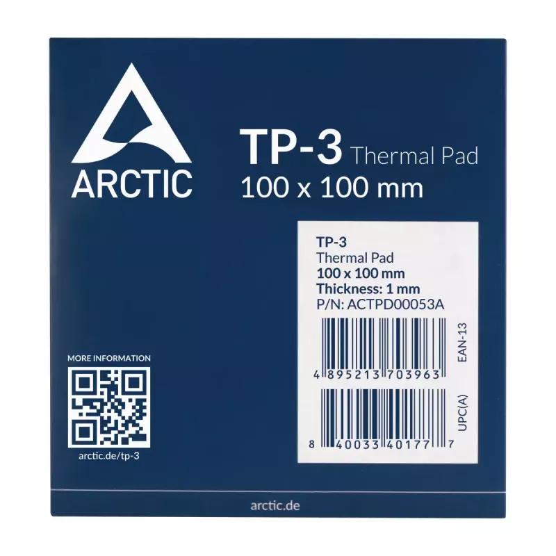 ARCTIC TP-3 Premium Performance Wärmeleitpad 100 x 100 mm, 1 mm