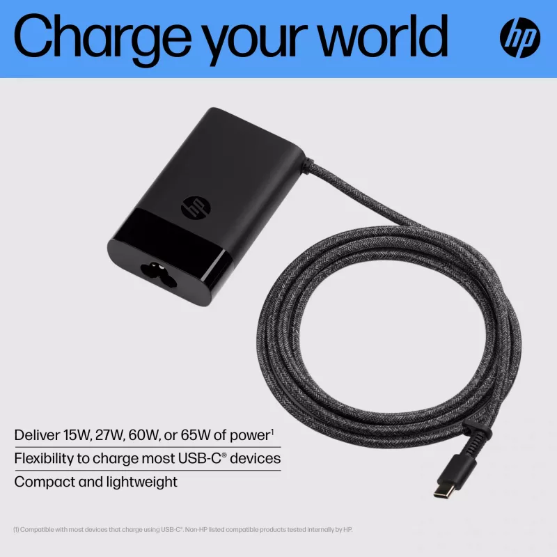 HP USB-C 65W Laptop-Ladegerät, Laptop, Indoor, 90 V, 65 W, 5 - 20 V, 1.6 A