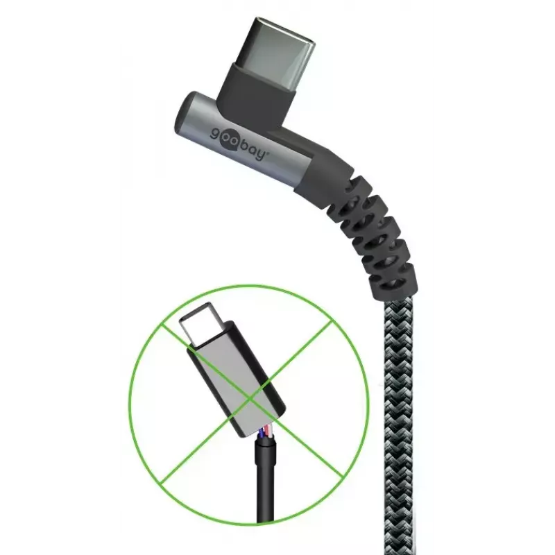 Goobay USB-Kabel USB 2.0 2m USB-C Schwarz/Grau
