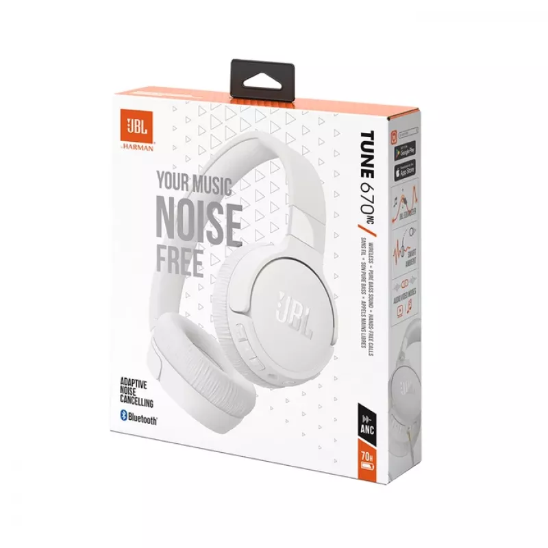 JBL Tune 670 NC Headset Kabelgebunden & Kabellos Kopfbügel Anrufe/Musik USB Typ-C Bluetooth Weiß