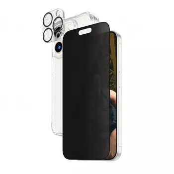 PanzerGlass Privacy 3-in-1 Pack iPhone 15 Pro Stoßfestes gehärtetes Glas