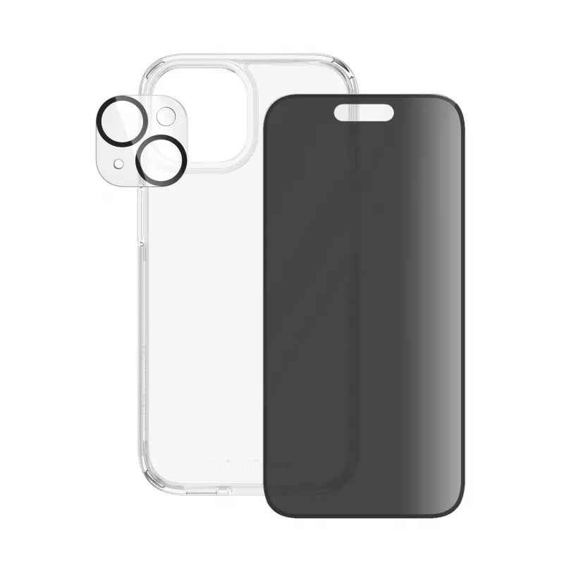 PanzerGlass ® Privacy 3-in-1-Pack iPhone 15 stoßfestes gehärtetes Glas
