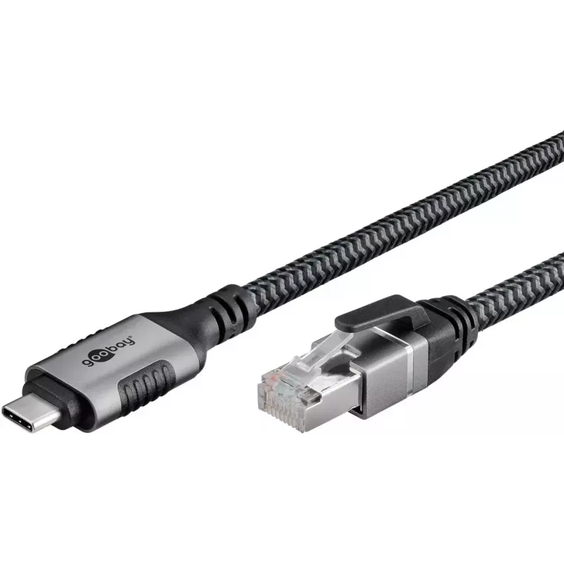 Goobay Adapter USB C auf RJ-45 10m Schwarz Silber