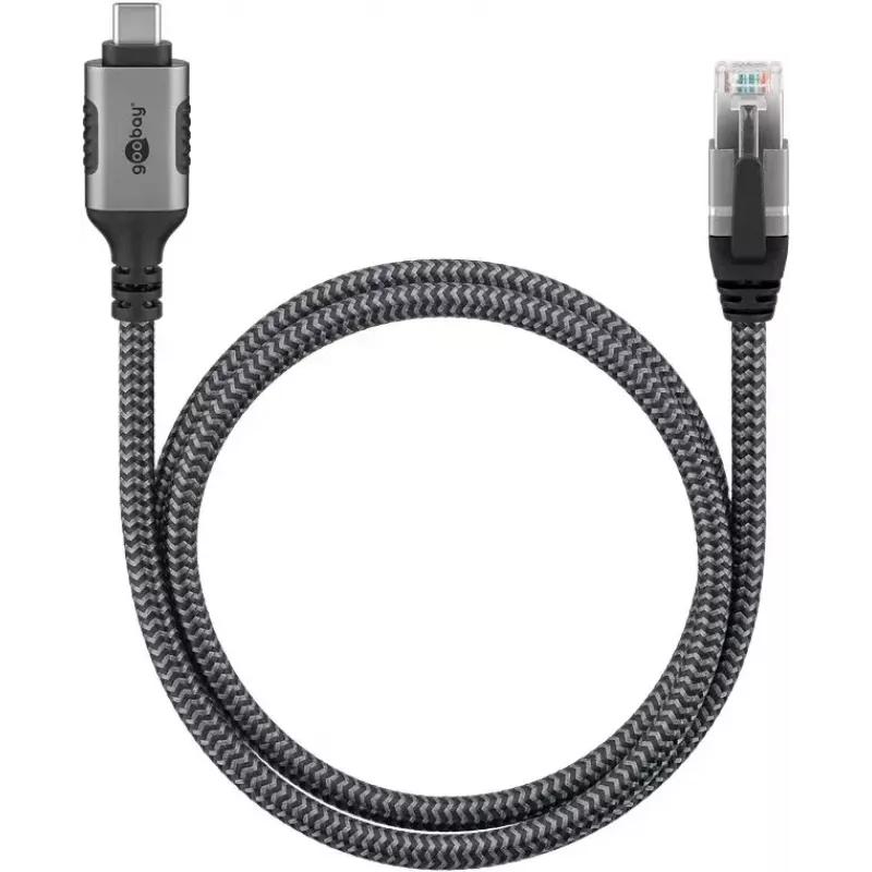 Goobay Adapter USB C auf RJ-45 10m Schwarz Silber